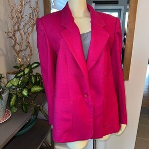 Women's Summit Hill Retro Wool Pink Blazer ~ Shoulder Pads ~  Sz 16